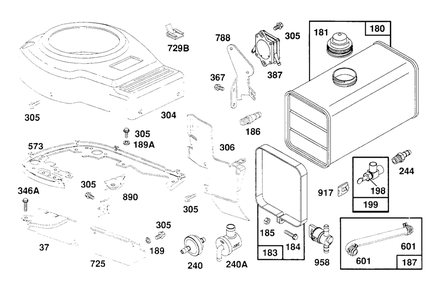 Fuel Tank,blower Hsg,guards Diagram and Parts List for 260772-0023-XX  Briggs and Stratton Engine